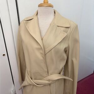 Marvin Richards Cream Leather Jacket with Detachable Fox Fur Collar